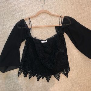 Off the shoulder black lace top